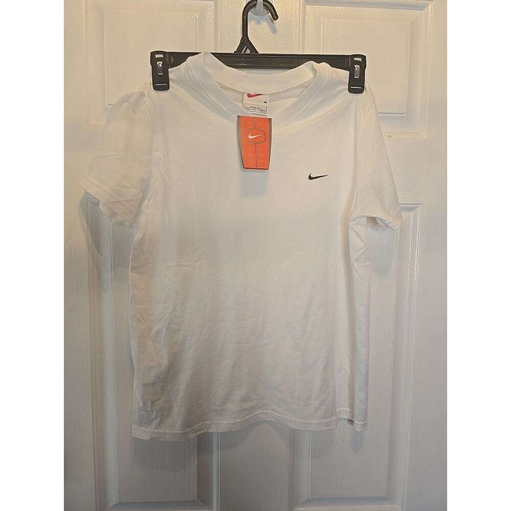 NWT Vintage Nike Shirt Women's Medium White V Neck Tshirt Circa 1990s
